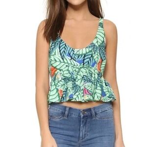 Mara Hoffman peplum crop top tropical print